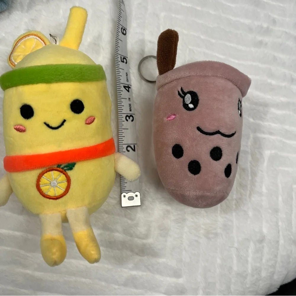 Plush Bubble‎ Tea Boba Tea Yellow Lemon Pink Keychain